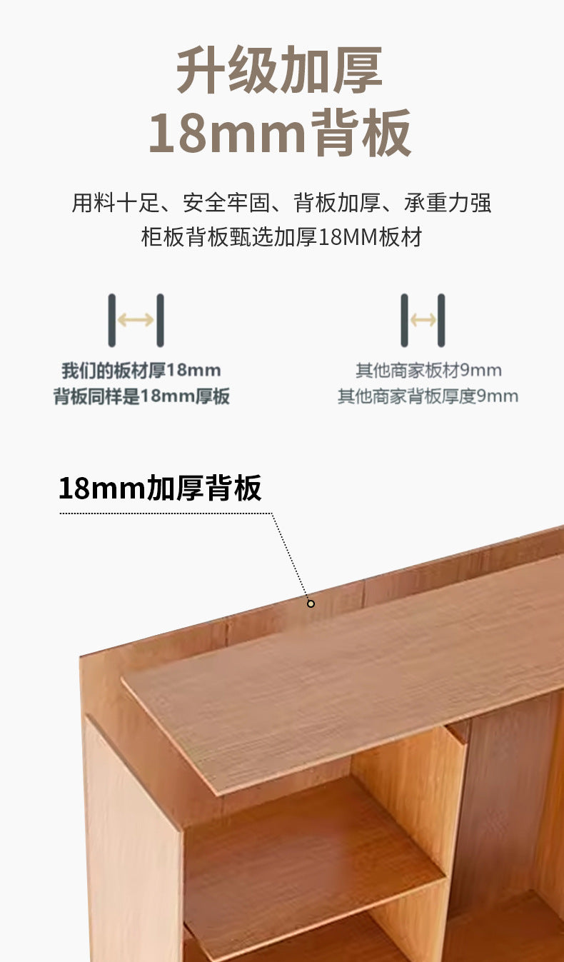 Solid Wood Wardrobe for Home Bedroom Storage Cabinet Master Bedroom One-Door to Ceiling2.5Rice-3Segmented Oak Wardrobe