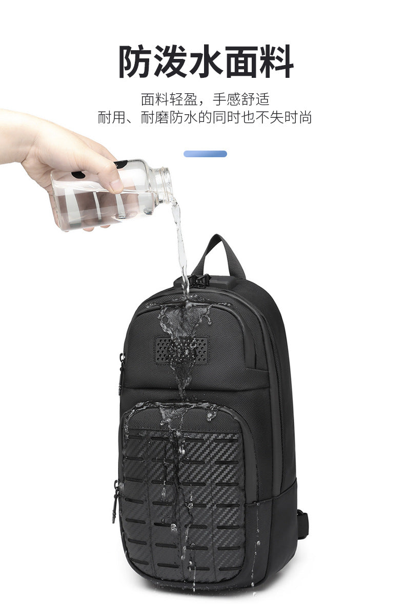 OZUKO Men's Tactical Chest Bag Waterproof Oxford Cloth Crossbody Chest Bag Trendy Outdoor Sports Shoulder Bag