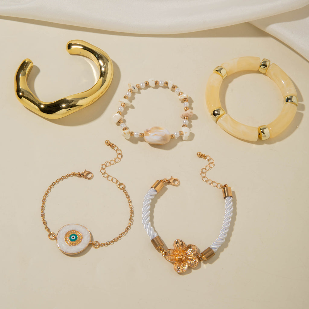 European and American Style Bracelet Bohemian Devil's Eye Bracelet Design Sense Inlaid Diamond Oil Drop Exaggerated Bracelet Set