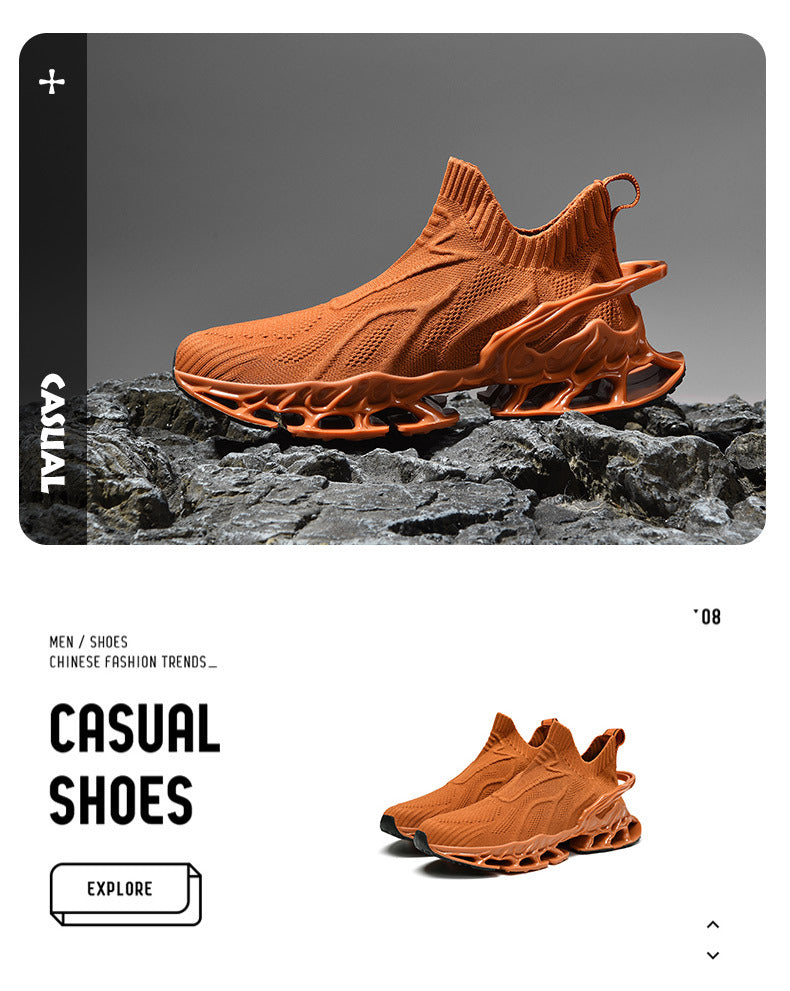 Summer Breathable Mesh Large Size Men's Shoes Trendy Mesh Shoes Men's Blade Running Shoes Sports Height-Increasing Flyknit Socks Trendy Shoes