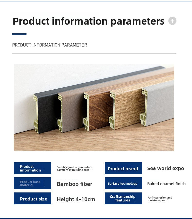 Baseboard, wood-plastic baseboard, project delivery guarantee, bamboo-wood fiber baseboard, wall corner trim pvc Skirting board