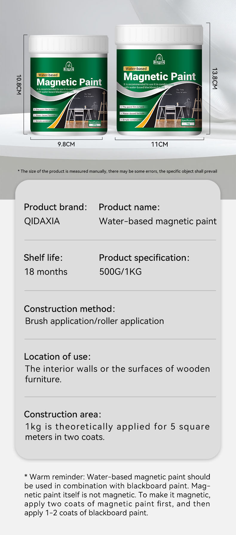 Magnetic Paint Classroom Office Meeting Room Home Wall Paint Coating Kindergarten Room Wall Self-Painting Blackboard Water-Based Blackboard