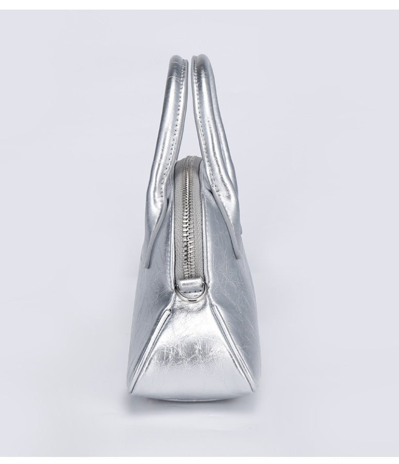 Korean Style Niche Design Spring Summer New Handbag Retro Sweet Oil Wax Leather Fashion Women's Bag Single Shoulder Crossbody Bag