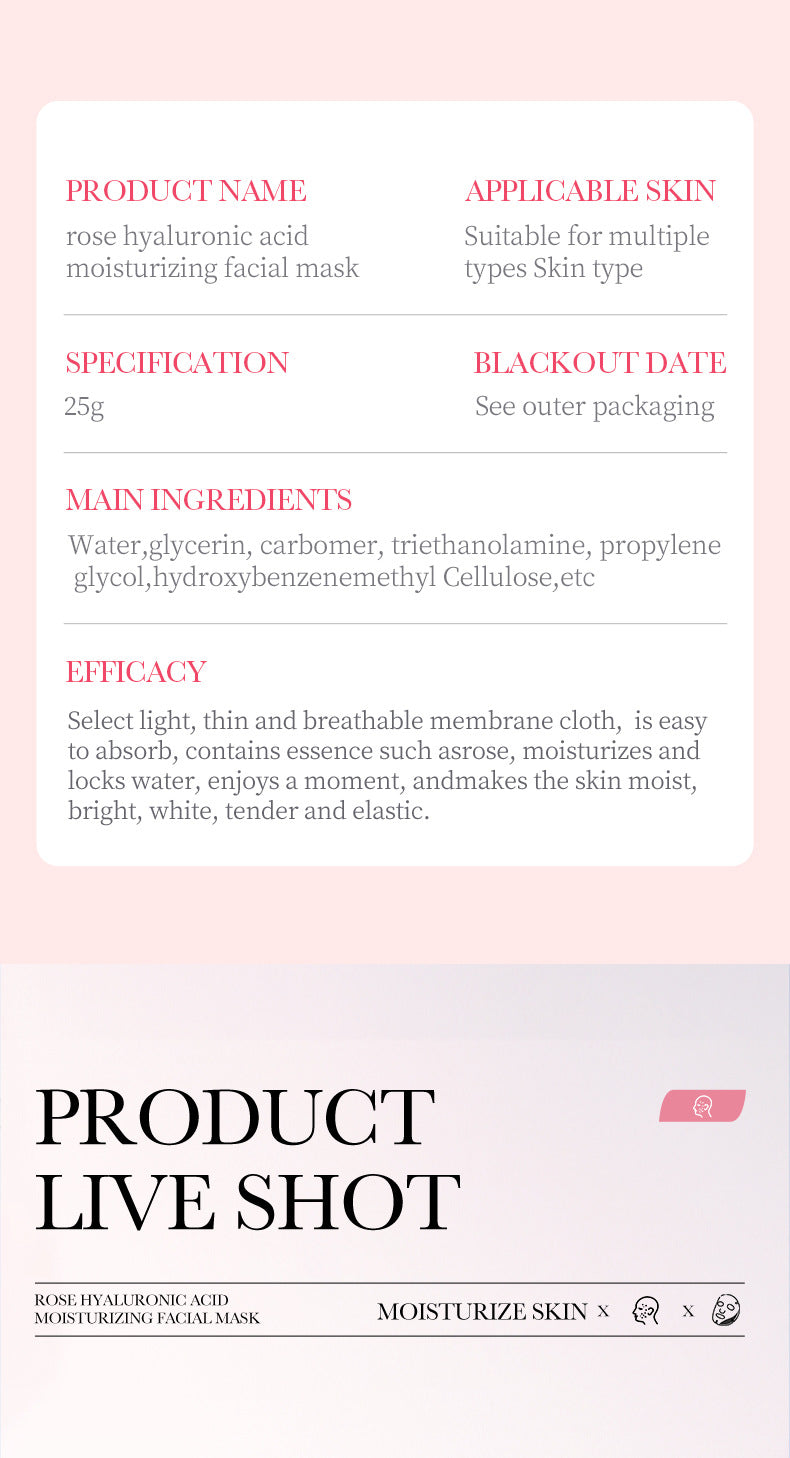 Rose Mask25g BIOAOUA Hyaluronic Acid Moisturizing Hydrating Tablets for Cross-Border Wholesale