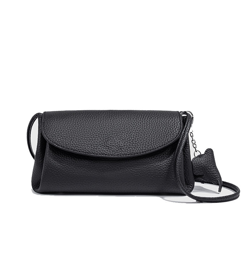 Genuine Leather Small Square Bag Daily Simple Women's Bag2025New Casual Little Elephant Commuting Versatile Cover Head Single Shoulder Crossbody Bag