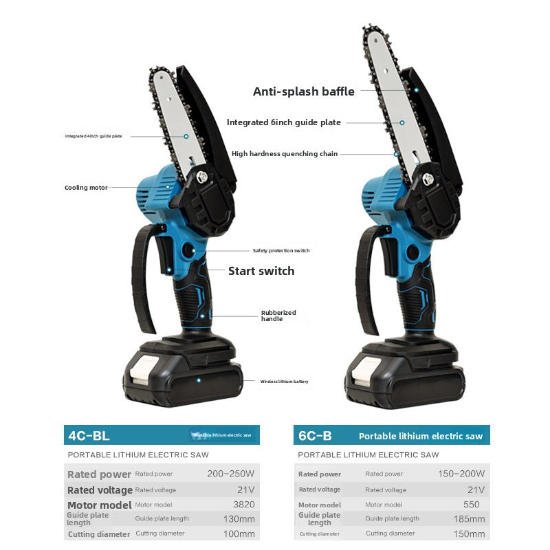 Garden Cordless Mini Chainsaw Garden Logging Electric Saw Lithium Battery4/61-inch Mini Saw Single Handheld Electric Chain Saw