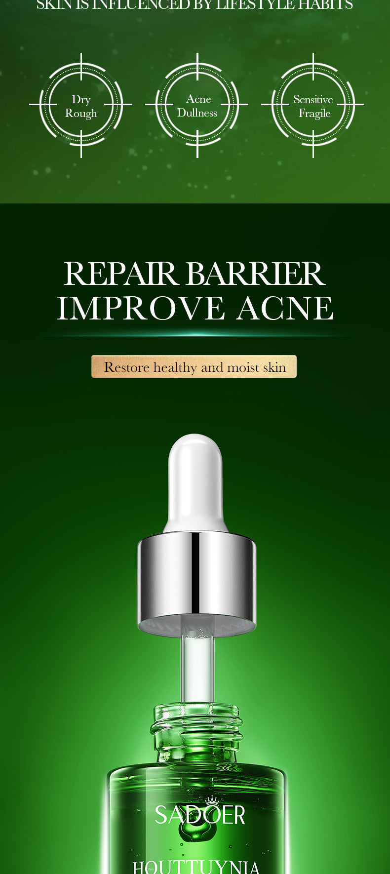 Houttuynia Cordata Essence30ml SADOER Hydrating, rejuvenating, moisturizing, and nourishing cross-border wholesale