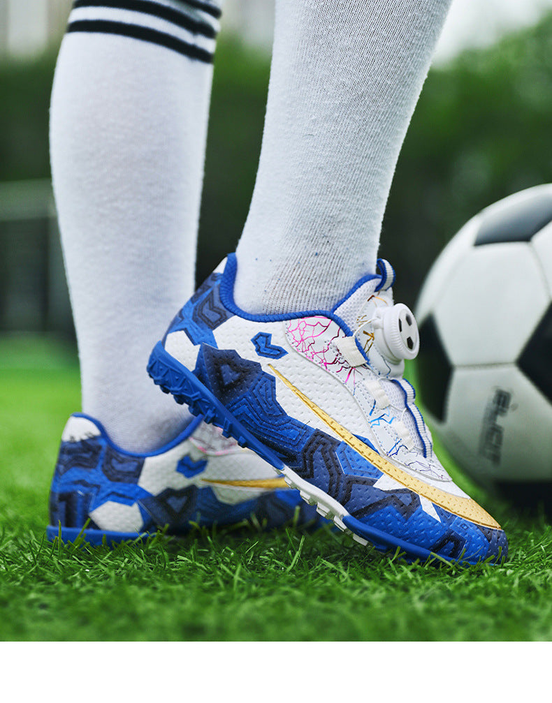 New Children's Rotating Buckle Broken Nail Training Football Shoes Girls Boys Primary School Students Competition Training Sneakers