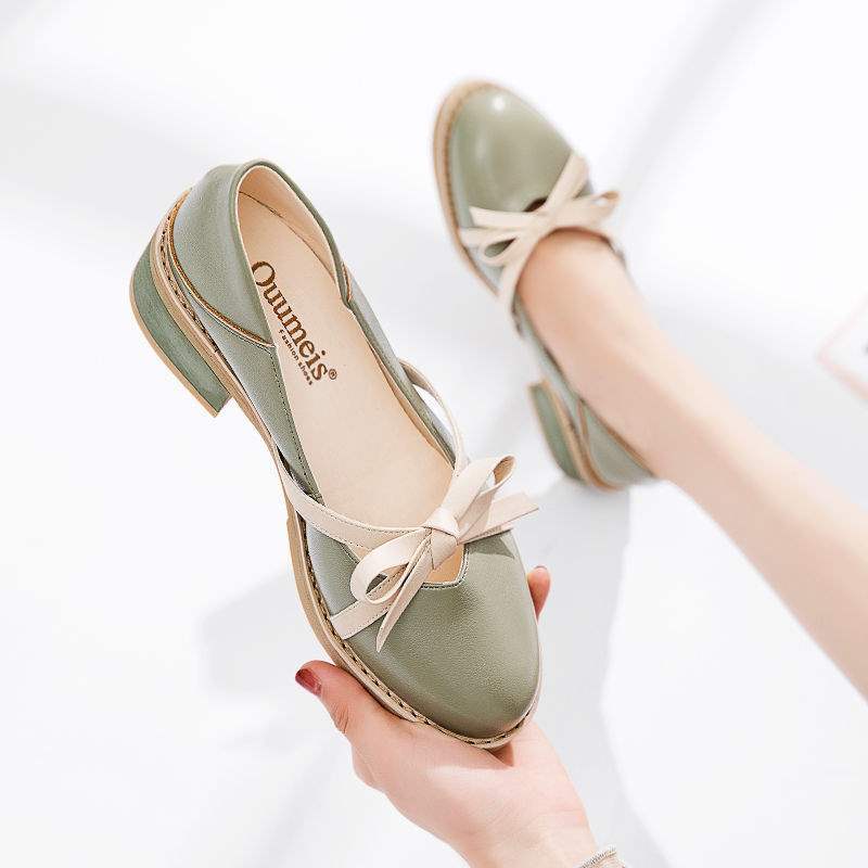 2025New Spring Fairy Shoes Versatile Shallow Mouth Small Leather Shoes Retro Mary Jane Shoes Women's Mid-Heel Single Shoes