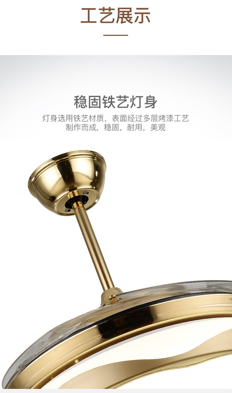 Living Room Ceiling Fan with Strong Wind Power Invisible Household Ceiling Fan Light for Bedroom and Dining Room, Integrated Fan Light with Light, Electric Fan Ceiling Light