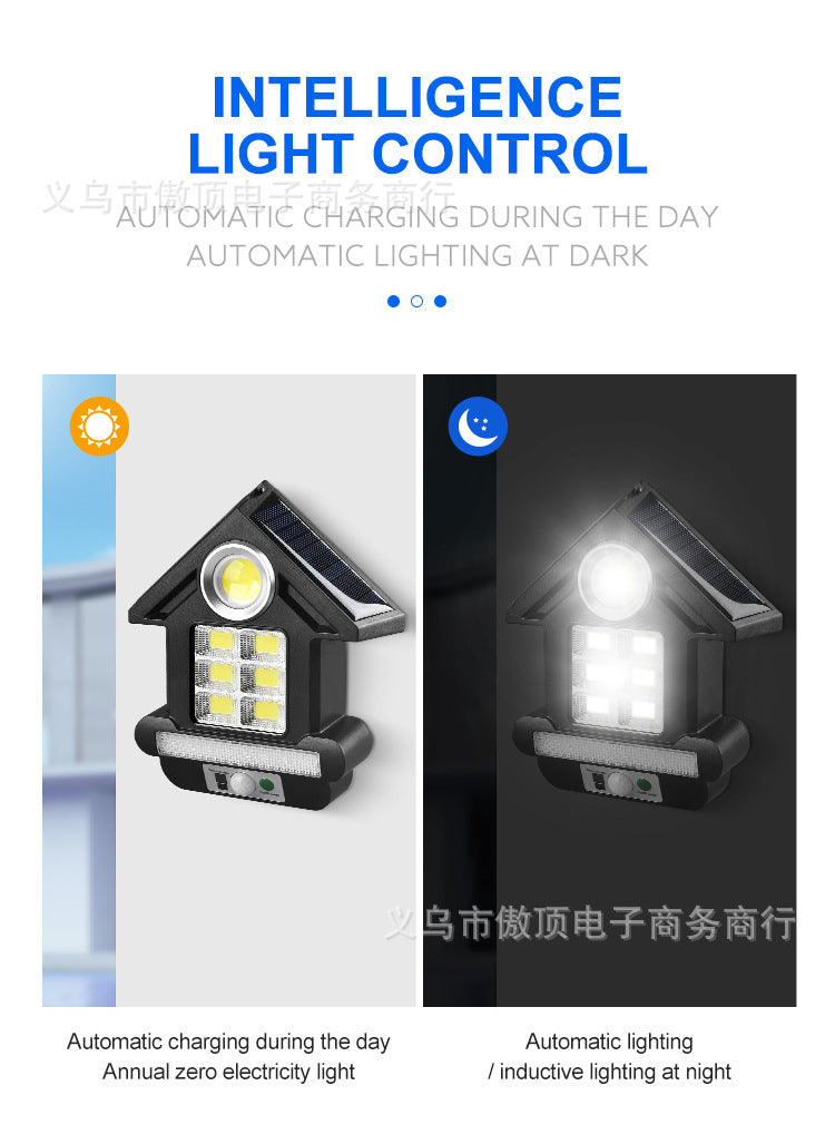 Solar Street Light Human Body Sensing Small Wall Light with Remote Control Garden Light COB Security Light Waterproof Garden Light