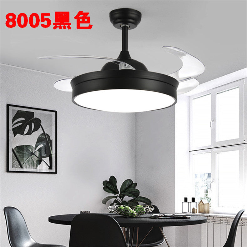 Invisible Fan Light Remote Control led Fan Chandelier Home Electric Fan Lamp scandinavian Iron Restaurant Lamp Crystal Ceiling Fan Lamp