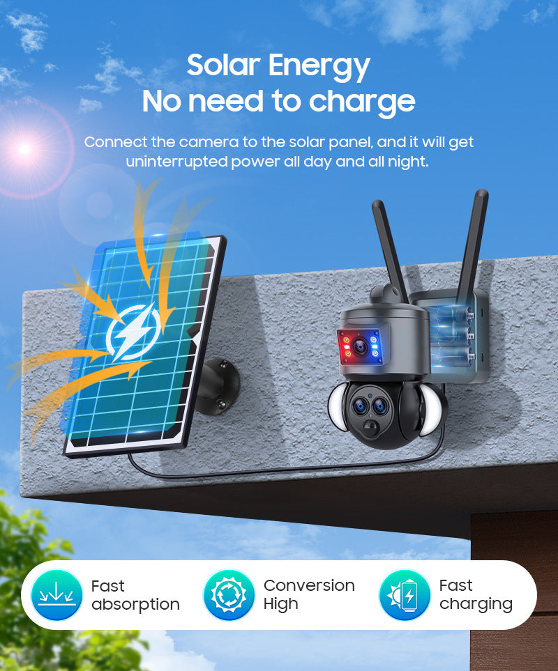 4G Solar Wide Angle Camera15Zoom6MP HD panoramic binocular camera for outdoor use