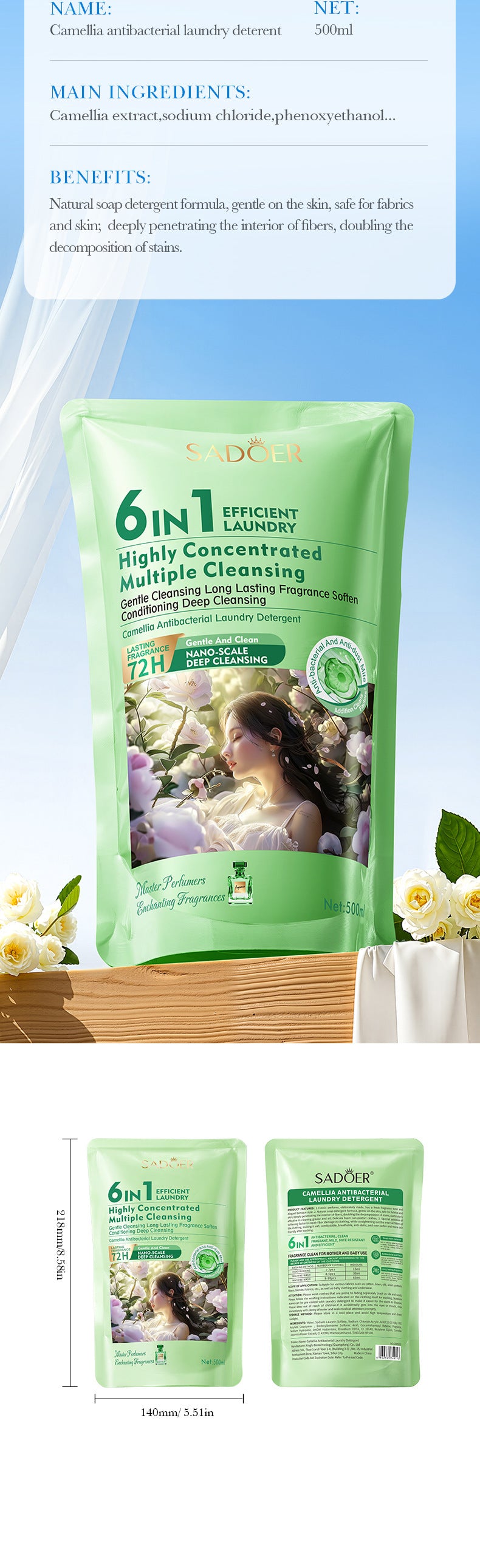 Cross-border Lavender Antibacterial Laundry Detergent500ml Fragrance Cleaning Clean Clothing Export Manufacturer Wholesale