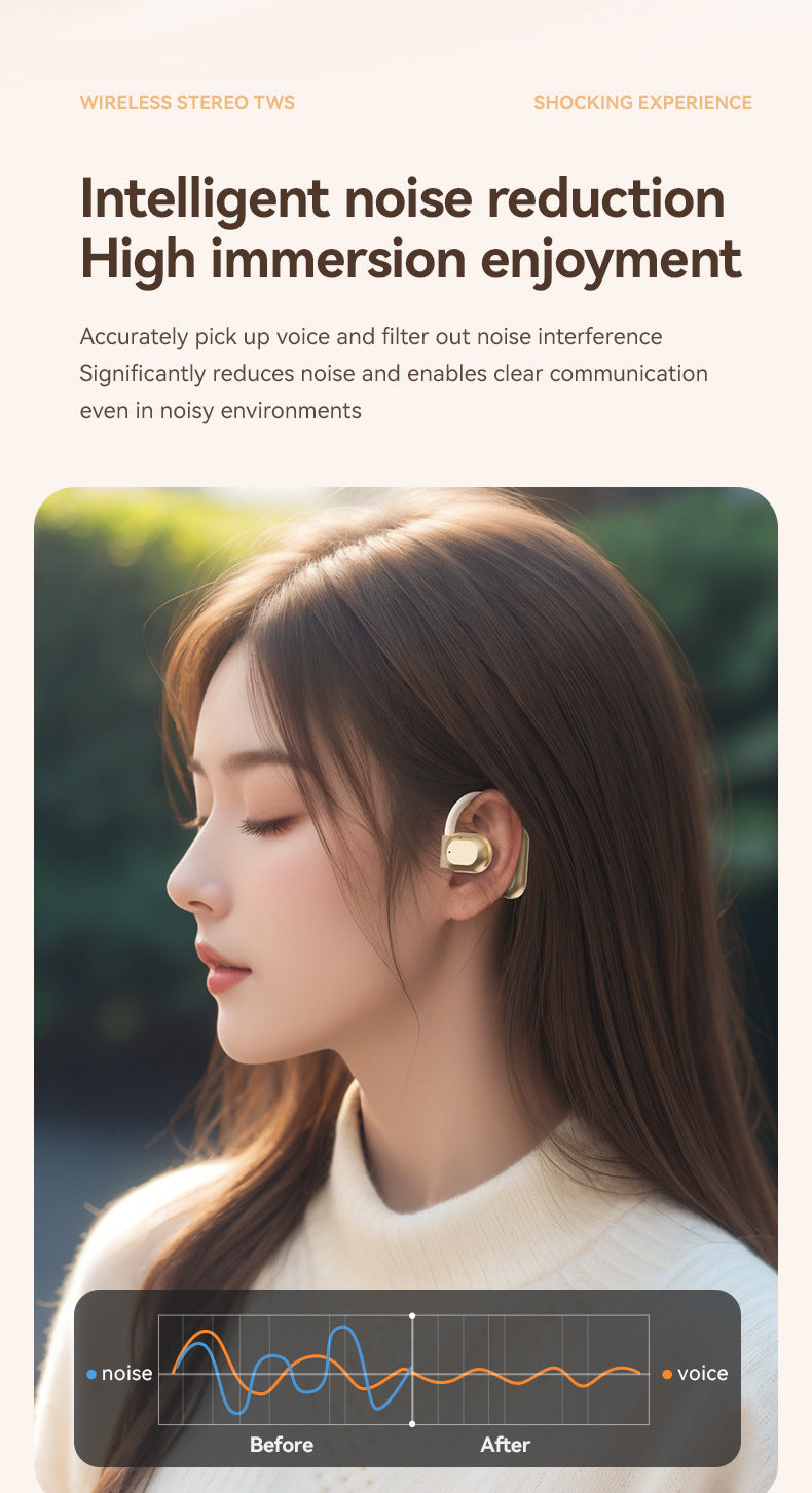 M62Popular AI Translation Bluetooth Earphones Bone Conduction Ear Hook Digital Display Long Battery Life Wireless Bluetooth Earphones