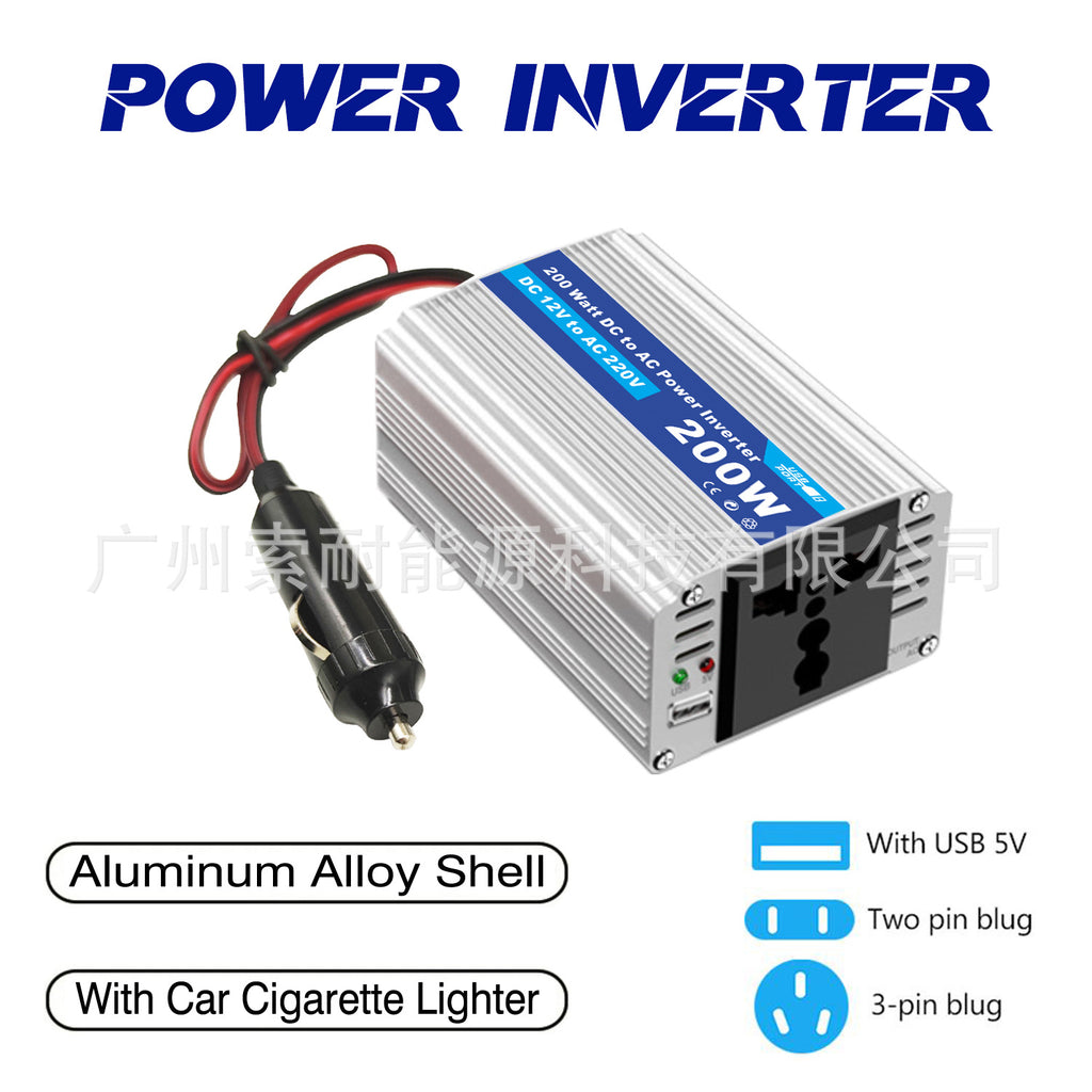 High Power Inverter200W 12V Turn220V Suitable for travel use AliExpress lazada Platform Export