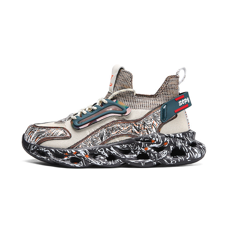 2025Foreign Trade Large Size Breathable Mesh National Trend Casual Sports Shoes with Ultra-light Sole and Height-increasing Fashion Dad Shoes