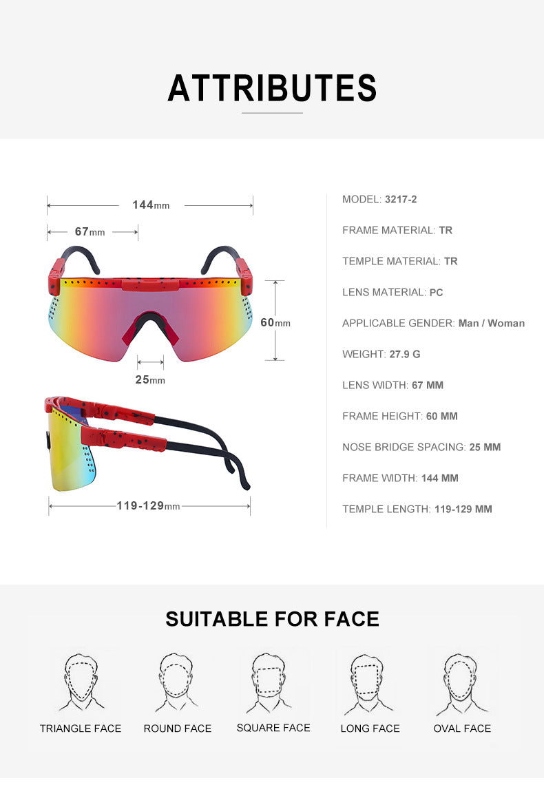 European and American Colorful Sunglasses Outdoor Cycling Windproof Sunglasses Men and Women One-piece Lens Sports Anti-ultraviolet Glasses