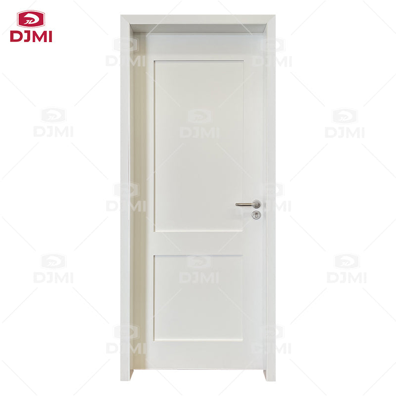 American Style White Primed Panel Design Solid Wood Door  Interior Solid Core Shaker Style Room Doors for Residential Apartment