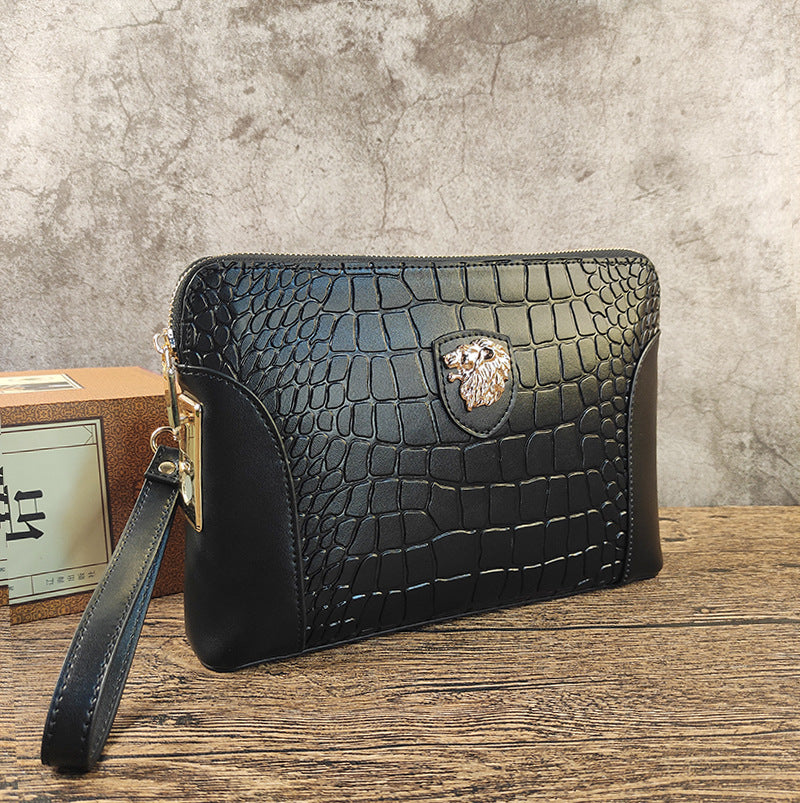 Beginner Handbag Men's Genuine Leather Handheld Smart Fingerprint Unlock Bag Business Large Capacity Clutch Bag