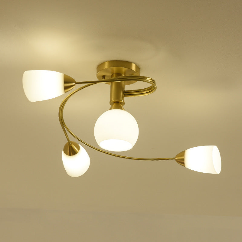 All-Copper Small Living Room Lamp Nordic Light Luxury Dining Room Copper Lamp Post-Modern Personality Creative Molecular Lamp Study Bedroom Lighting