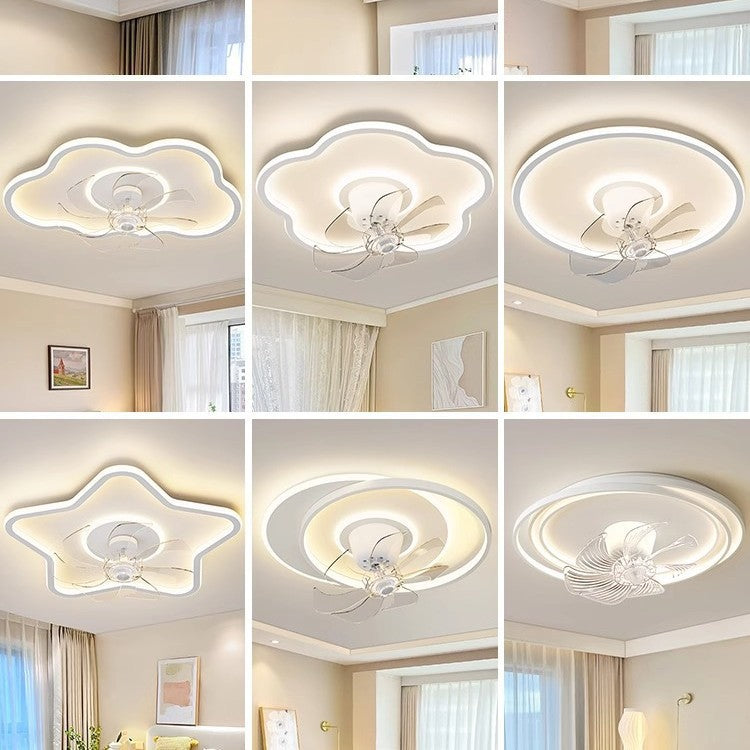 2025New Bedroom Ceiling Fan Light360Degree Rotating Airflow Energy-saving Eye Protection Cream Style Voice Control Lamp