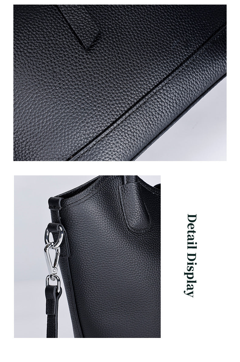 European and American Style Single Shoulder Handbag Fashion Women's Bag Light Luxury Crossbody Bag Women's Niche Versatile Large Capacity Tote Bag Genuine Leather