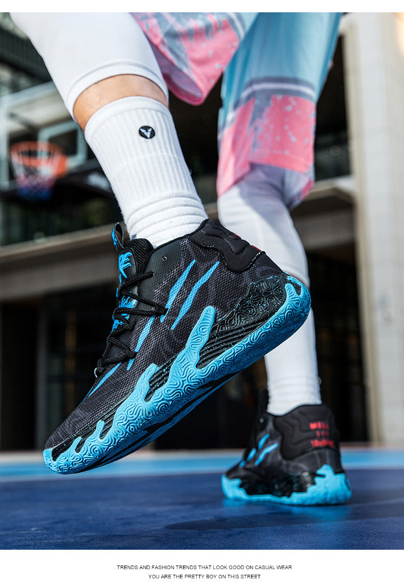 New Mid-Calf Professional Basketball Shoes Outdoor Practical Breathable Couple Shoes Thick Sole Non-Slip Unisex Shock Absorption Sports Shoes