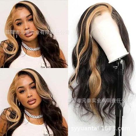 Highlight Ombre Lace Front Wig 13x4 Wavy Lace Glueless Wig