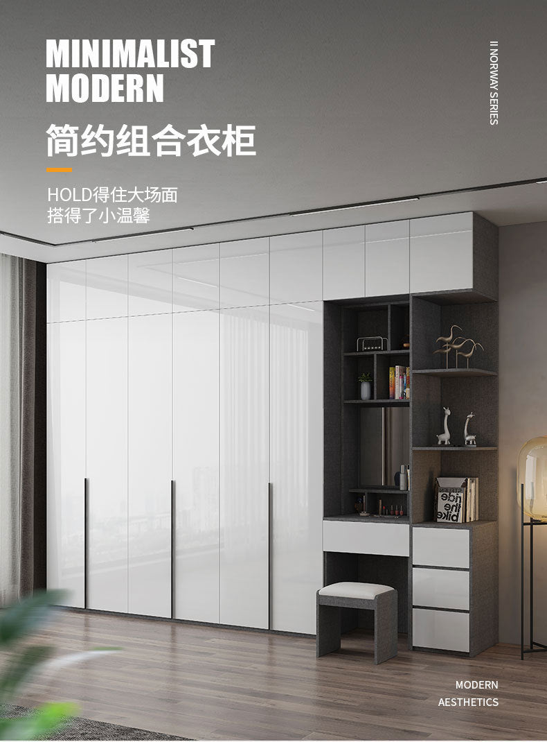 Wardrobe Light Luxury High-End Feel Home Bedroom Simple Rental Room Storage Cabinet Economical Overall Combination Wardrobe Customization