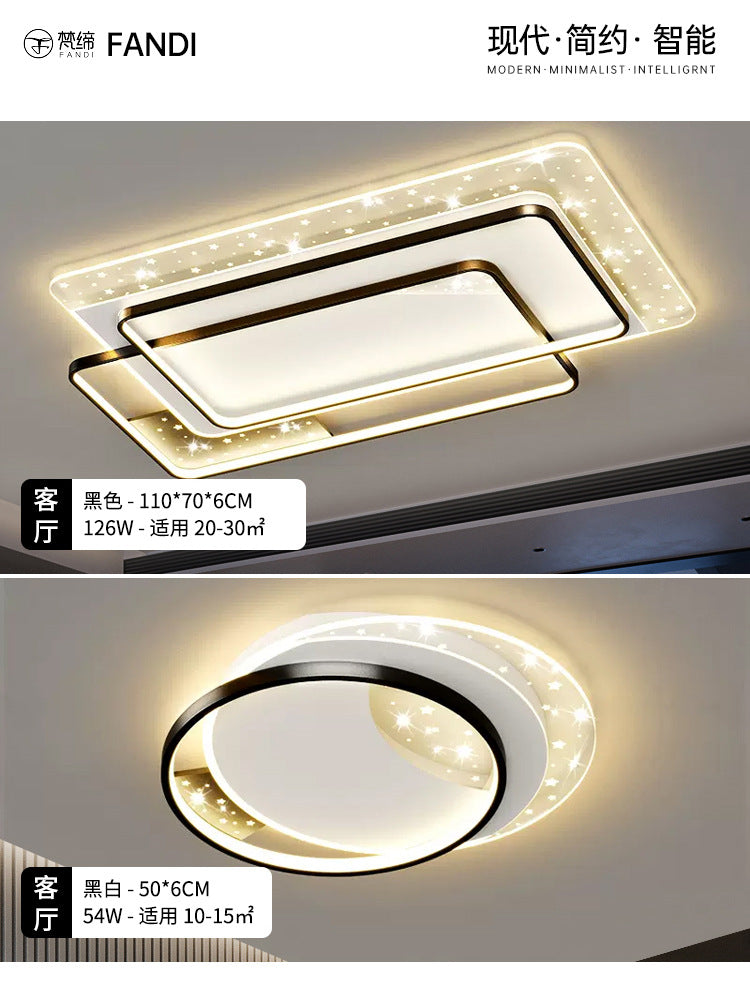 LED Light Luxury Living Room Main Light Starry Sky Restaurant Chandelier Modern Simple Nordic Bedroom Ceiling Light Full House Package