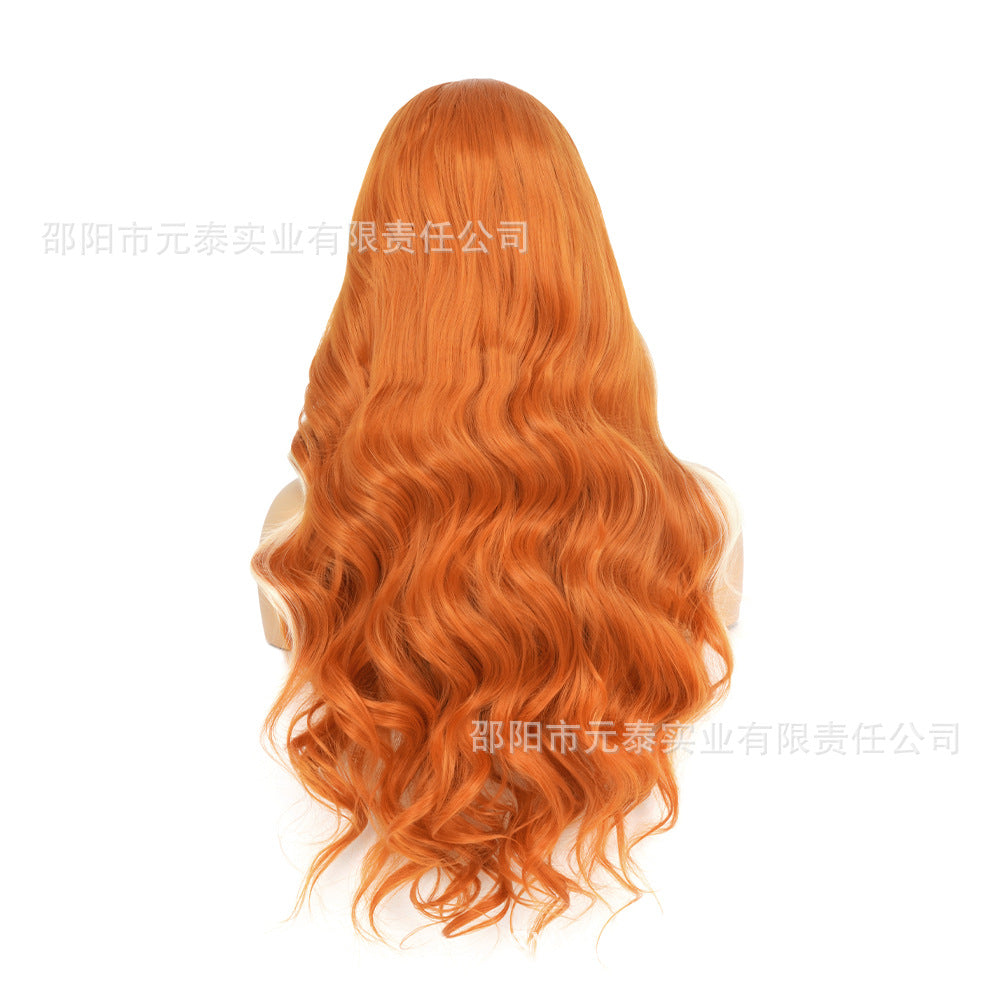 Lace Front Big Wave Synthetic Wig Long Curly Hair frontalwig Gradient Highlight Headband Gradient Highlight