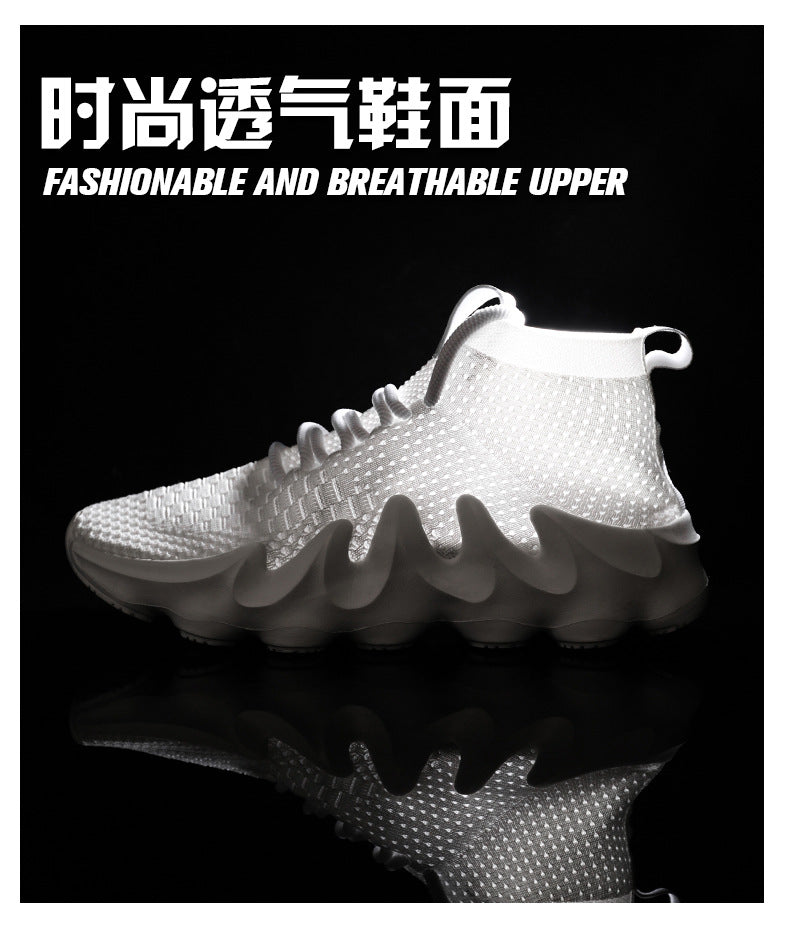 New Large Size Men's Shoes Sports Casual Shoes Men's Korean Style Trendy Shoes Lightweight Breathable Sock Shoes Men's Volcano Shoes