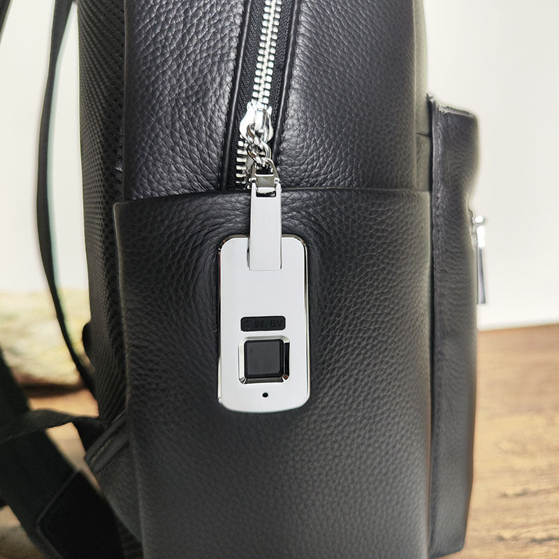 Men's Fingerprint Lock Bag Genuine Leather Business Backpack Men's Fashion School Bag Large Capacity Laptop Bag Travel Backpack