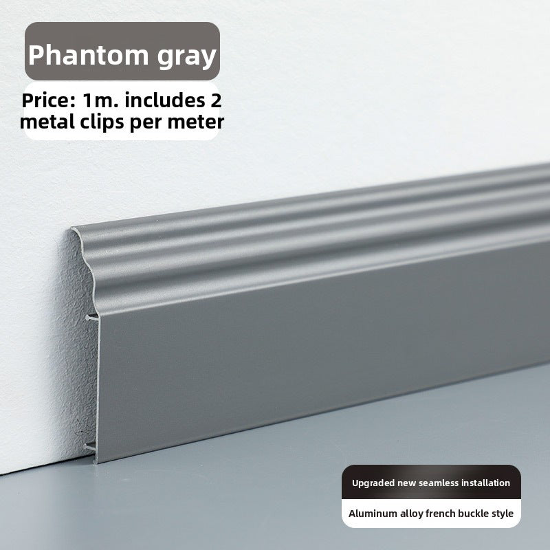 Aluminum alloy skirting board7cm Ultra-narrow double-layer snap-on skirting board, ultra-thin self-adhesive metal aluminum alloy baseboard