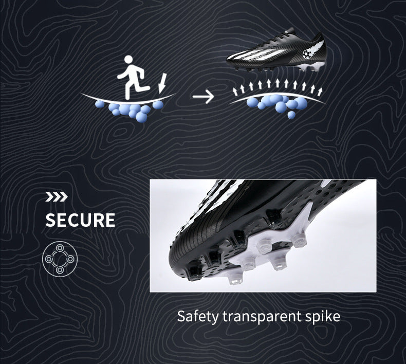 Gold-Plated Sole Men's Football Shoes with Studded Spikes AG Long Spike Shoes for Older Children, Middle and High School Students, Adults, Competition Training Sports Shoes