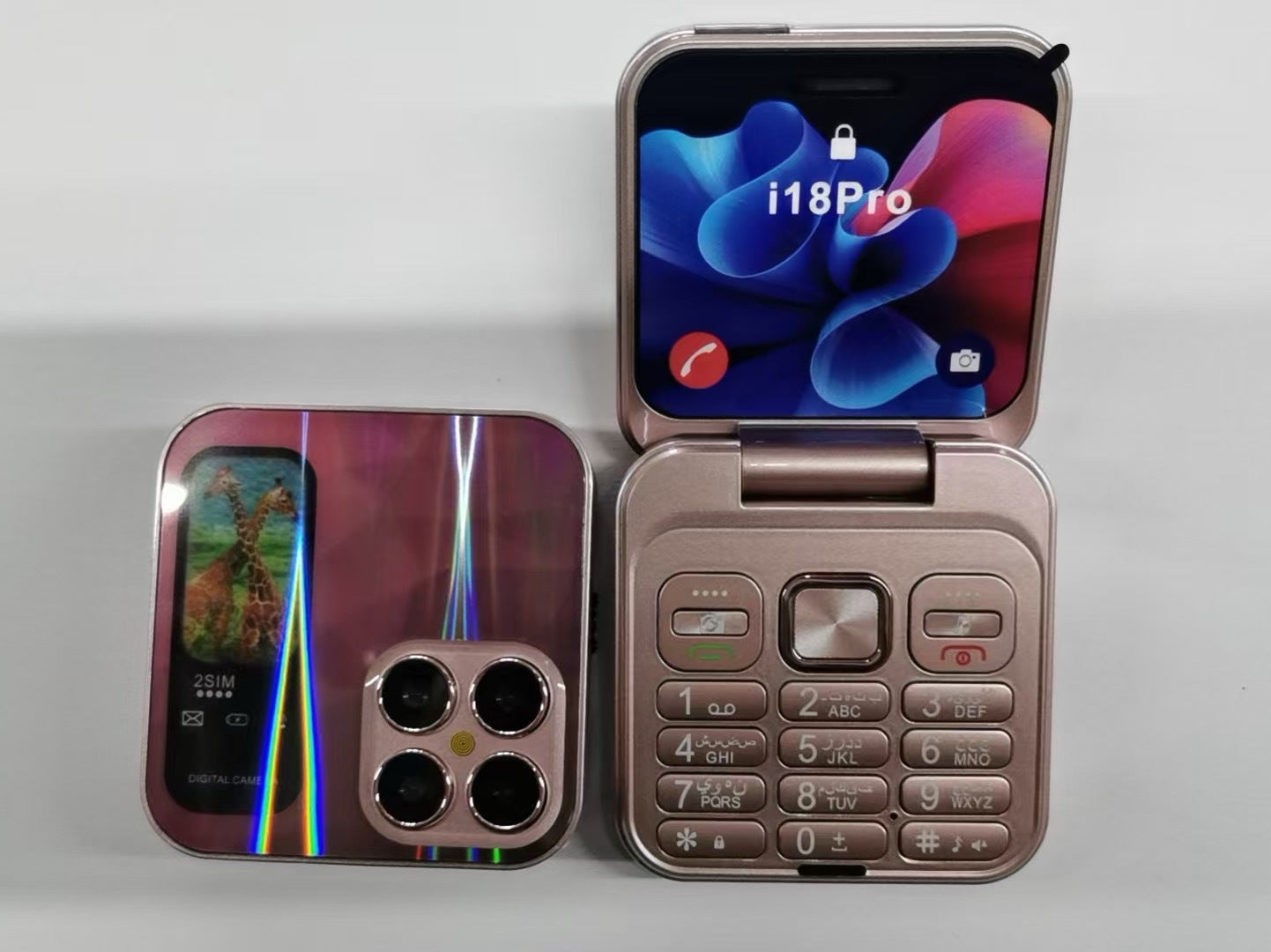 Mini flip Phone New i18pro Flip Phone2.4Dual SIM2G Button Folding Phone