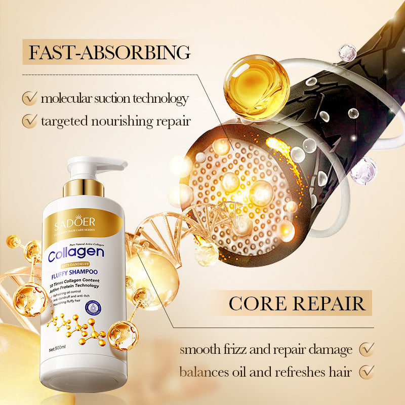 Full English Collagen Anti-Dandruff Shampoo500ml SADOER Smooth Clean Fluffy Shampoo Wholesale
