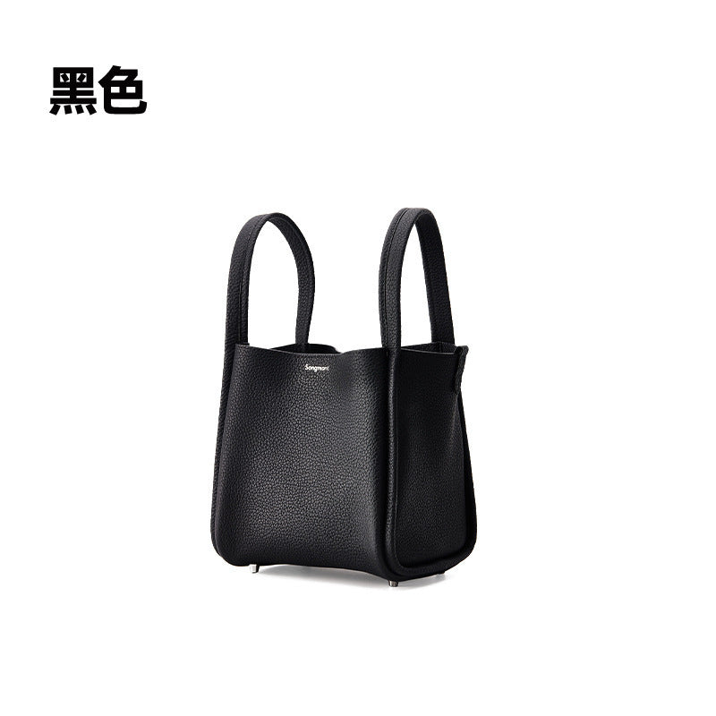 Medium Size Basket Series Women's Bag Top Layer Cowhide Fashion Women's Bag Large Capacity Shoulder Bag Crossbody Handbag Bucket Bag