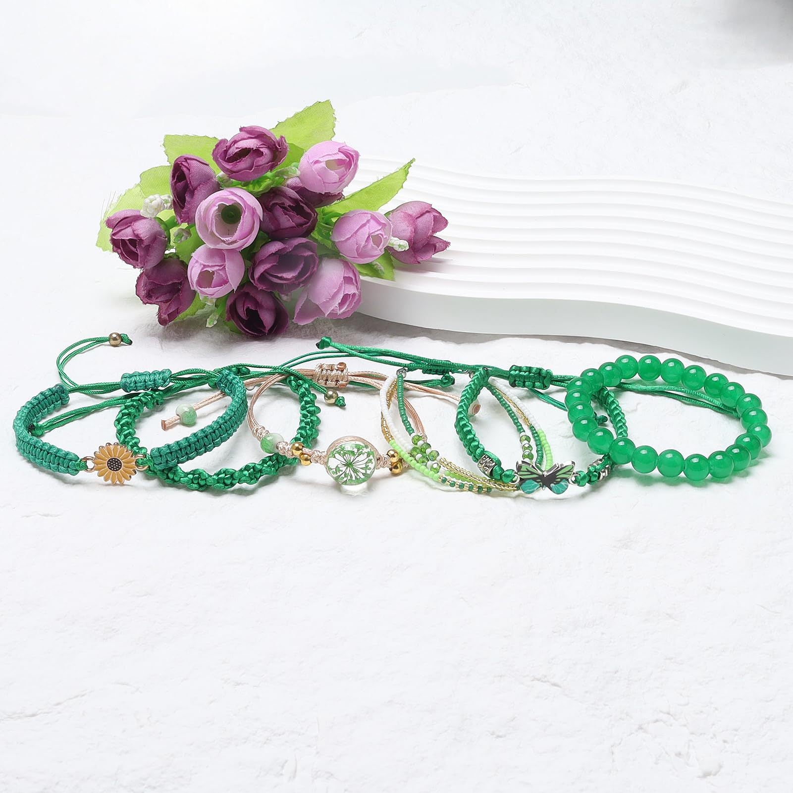 Sunflower Daisy Bracelet Adjustable Winding Rice Beads Forest Style Bracelet Women's Double Ring Butterfly Handwoven Bracelet