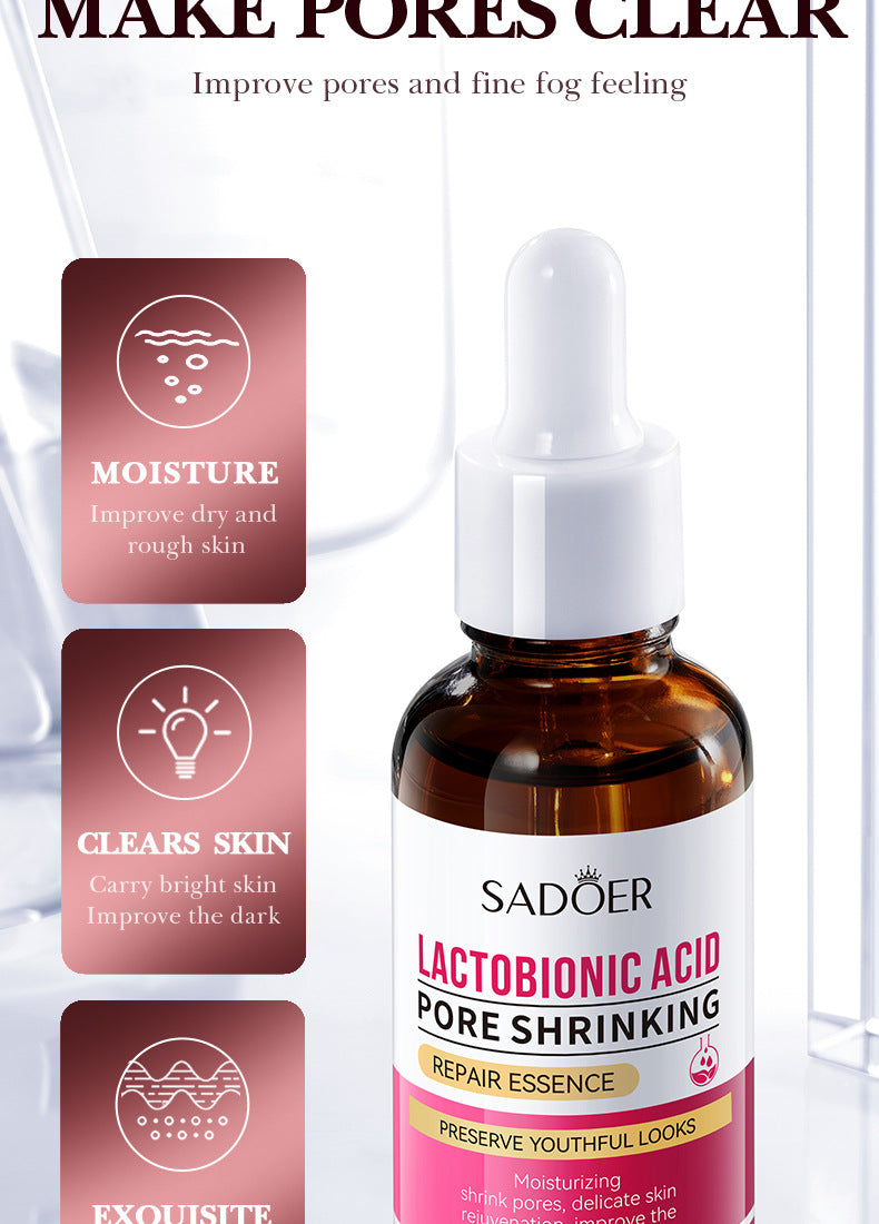 Lactobionic Acid Serum30mlSADOER Moisturizing pore-reducing skin rejuvenation essence cross-border wholesale