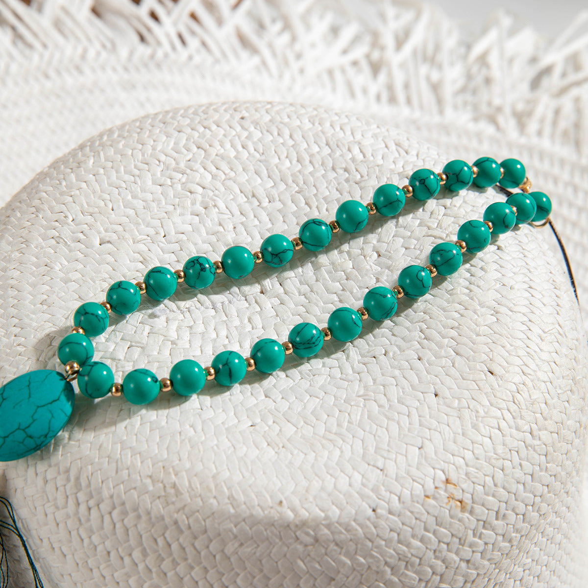 Simple Colorful Beaded Tassel y Chain Necklace Elegant Versatile Diamond-Studded Sweater Chain Jewelry