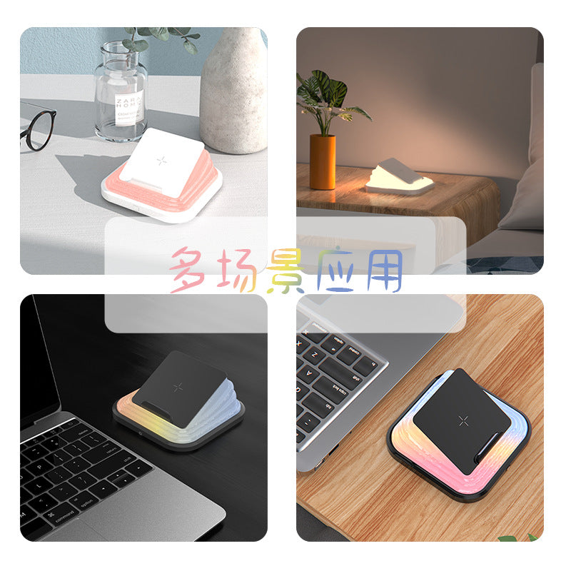 Creative Gift Bedroom Portable Folding USB Night Light LED Rechargeable Eye Protection Desk Lamp Reading Wireless Charging Night Light
