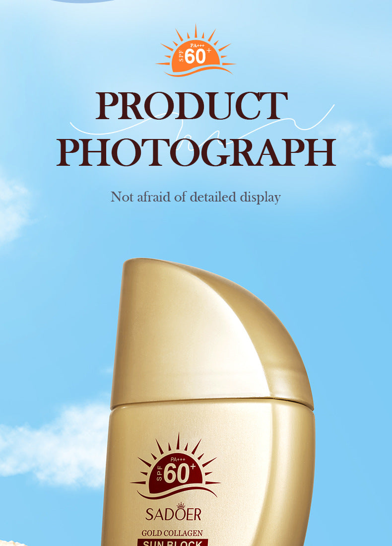 SPF60+Sunscreen30g SADOER Gold Collagen Protective Isolation Cross-Border Wholesale