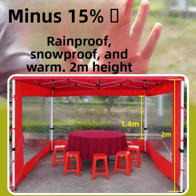 Four-Corner Folding Stall Tent Cloth Square Rain Shelter Semi-Transparent Artistic Creative Roman Window Windscreen Cloth