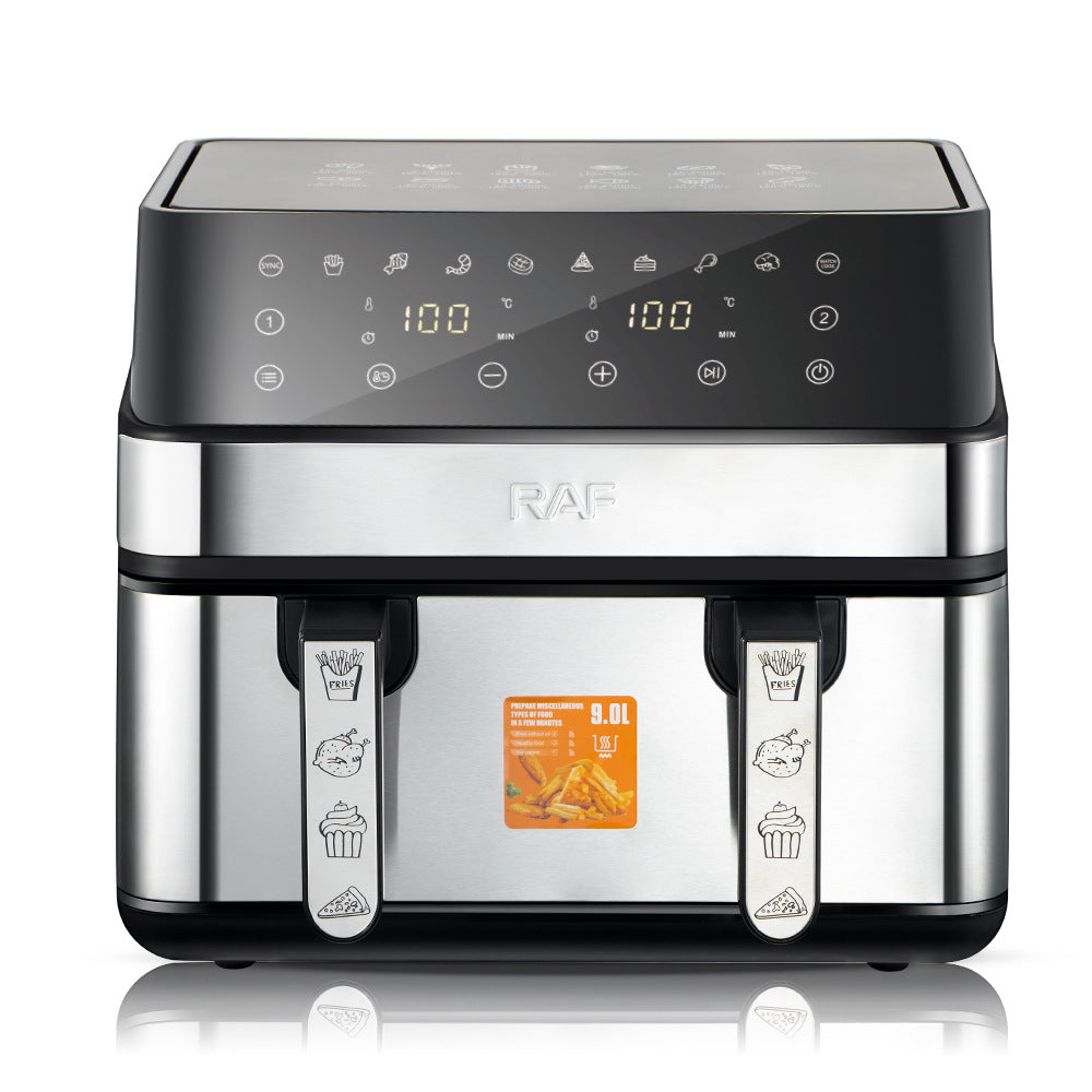 RAF Air Fryer Double Pot European Standard Large Capacity Multi-Function Oil-Free Touchscreen9L Household Electric Deep Fryer