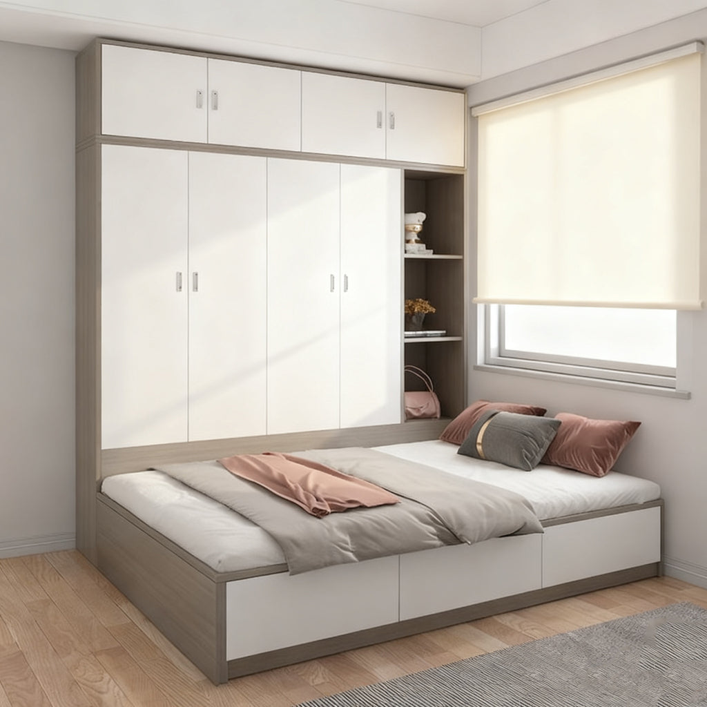 Custom Honeycomb Aluminum Alloy Side Cabinet Bed Integrated Tatami Bed Small Apartment Single Bed Storage Cabinet Combination Bed