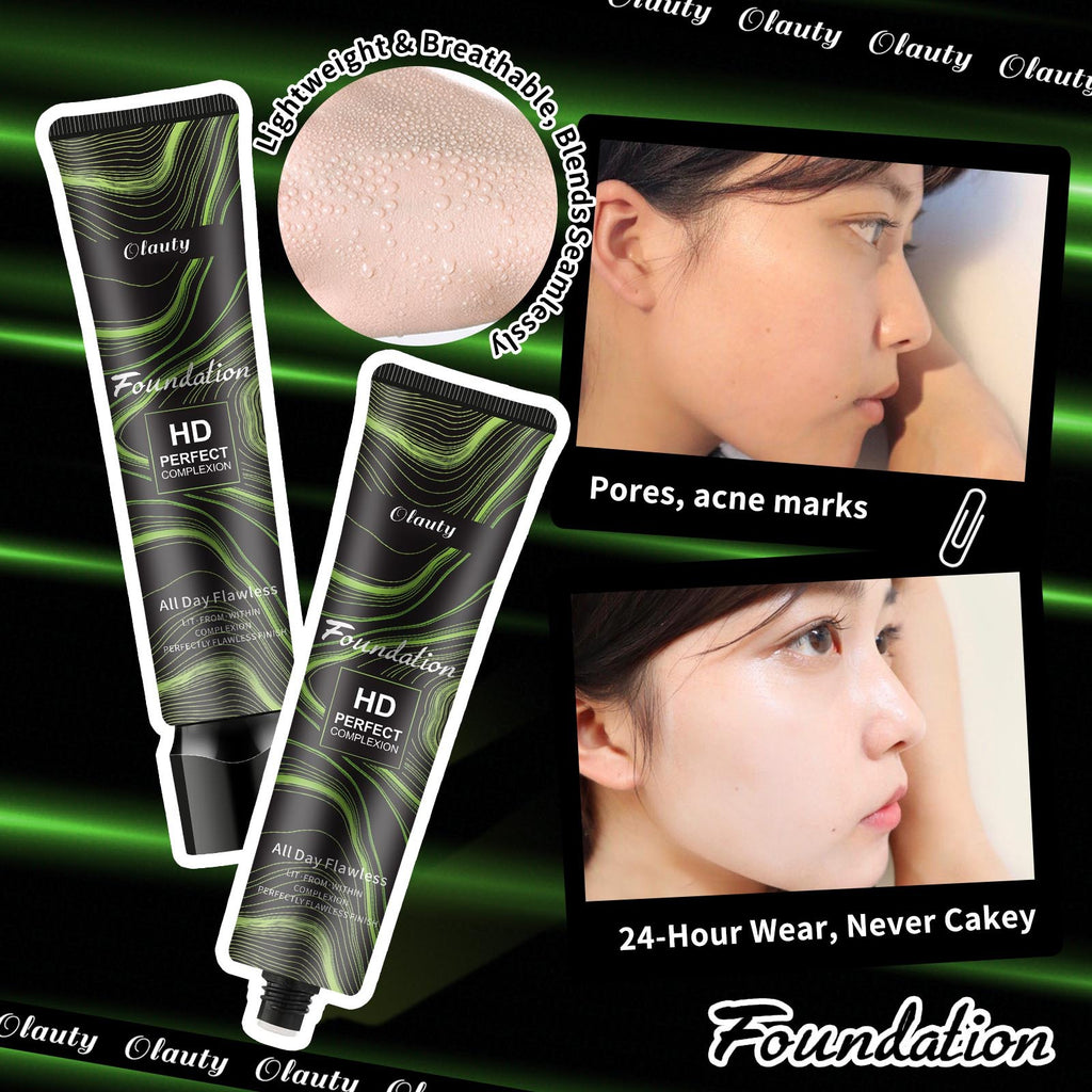Olauty Liquid foundation waterproof sweatproof moisturizing non-cakey concealer even skin tone natural look makeup