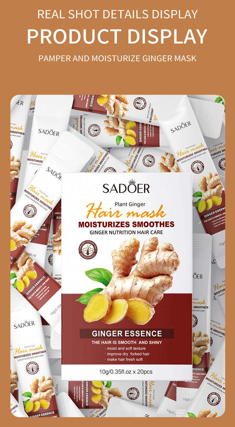 Ginger Hair Mask SADOER Improve Frizz, Soften and Smooth, Portable Strip Pack, Cross-Border Foreign Trade Wholesale