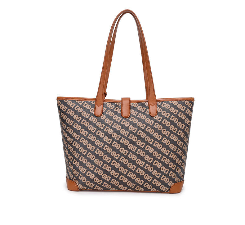 Original Design Retro Print Tote Bag for Work Commute Large Capacity Shoulder Bag Niche Versatile Fashion Handbag